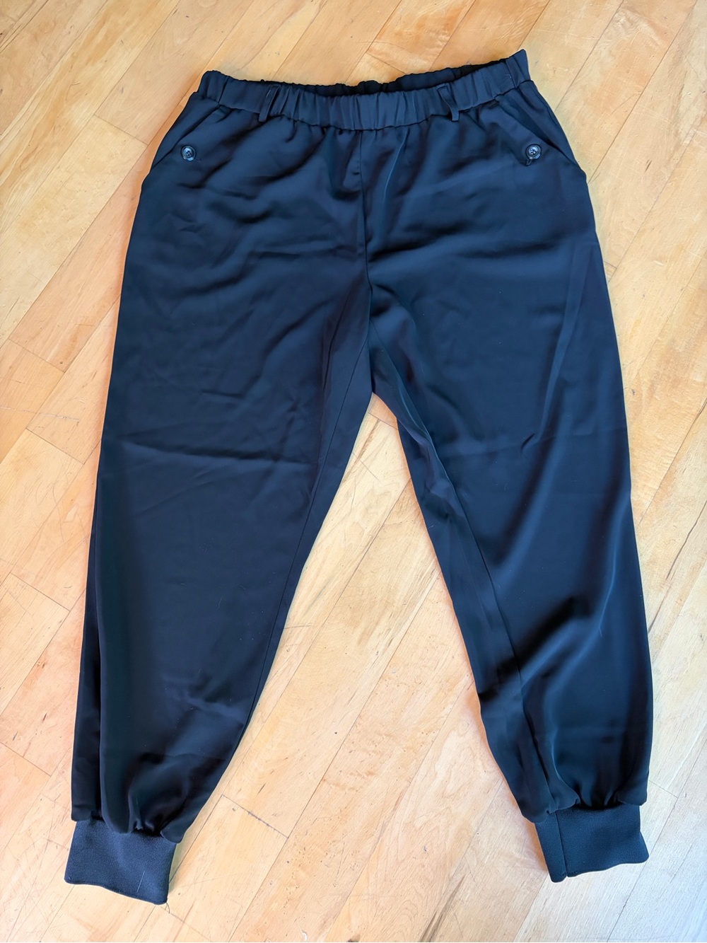 C By One Casual Athleisure Athletic Jogger Pants Sz LG Boho Woven Black Cuff